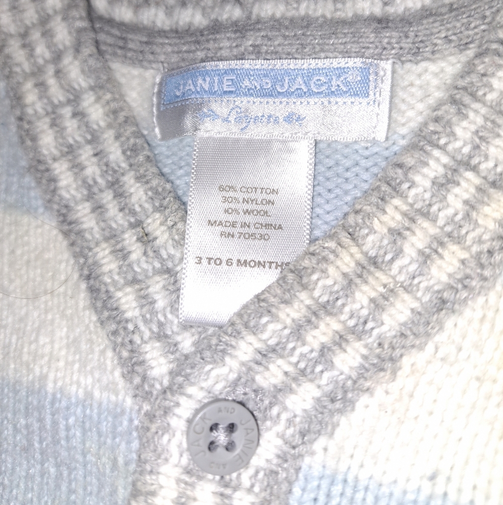 Janie And Jack Kid's Striped Button-down Cardigan Sweater - Picture 2 of 2